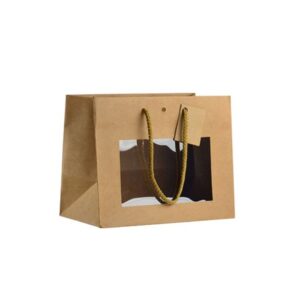 Sac cabas kraft avec poignées torsadées à fenêtre- Pack Vert - Fournisseur emballage écologique alimentaire